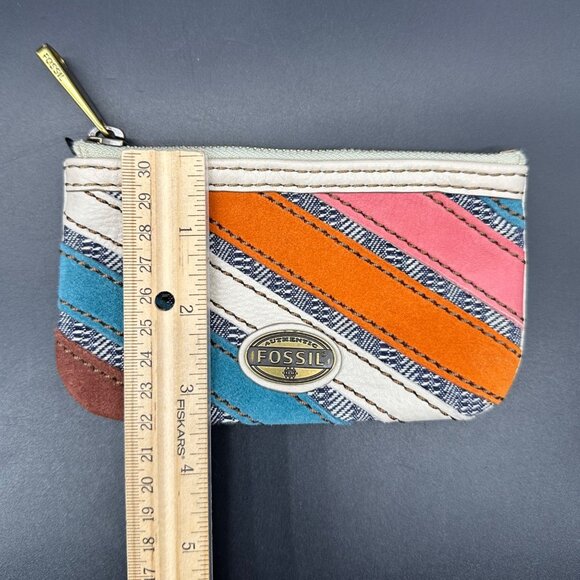 Fossil Patchwork Crossbody Purse Coin Pouch Wallet Vintage 90s Y2K Boho Leather - Picture 9 of 13